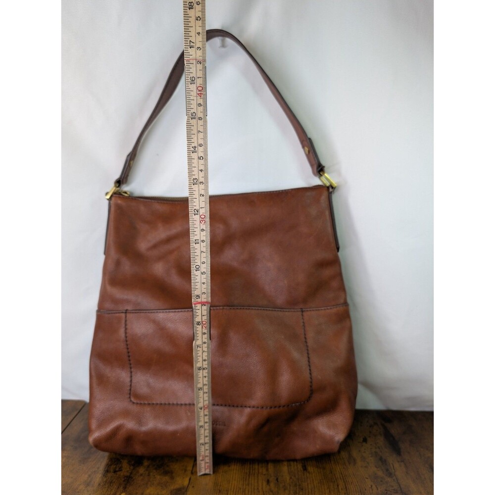 Fossil Charlotte Hobo Bag Brown Pebbled Leather Purse Adjustable Strap Brown - Picture 3 of 15